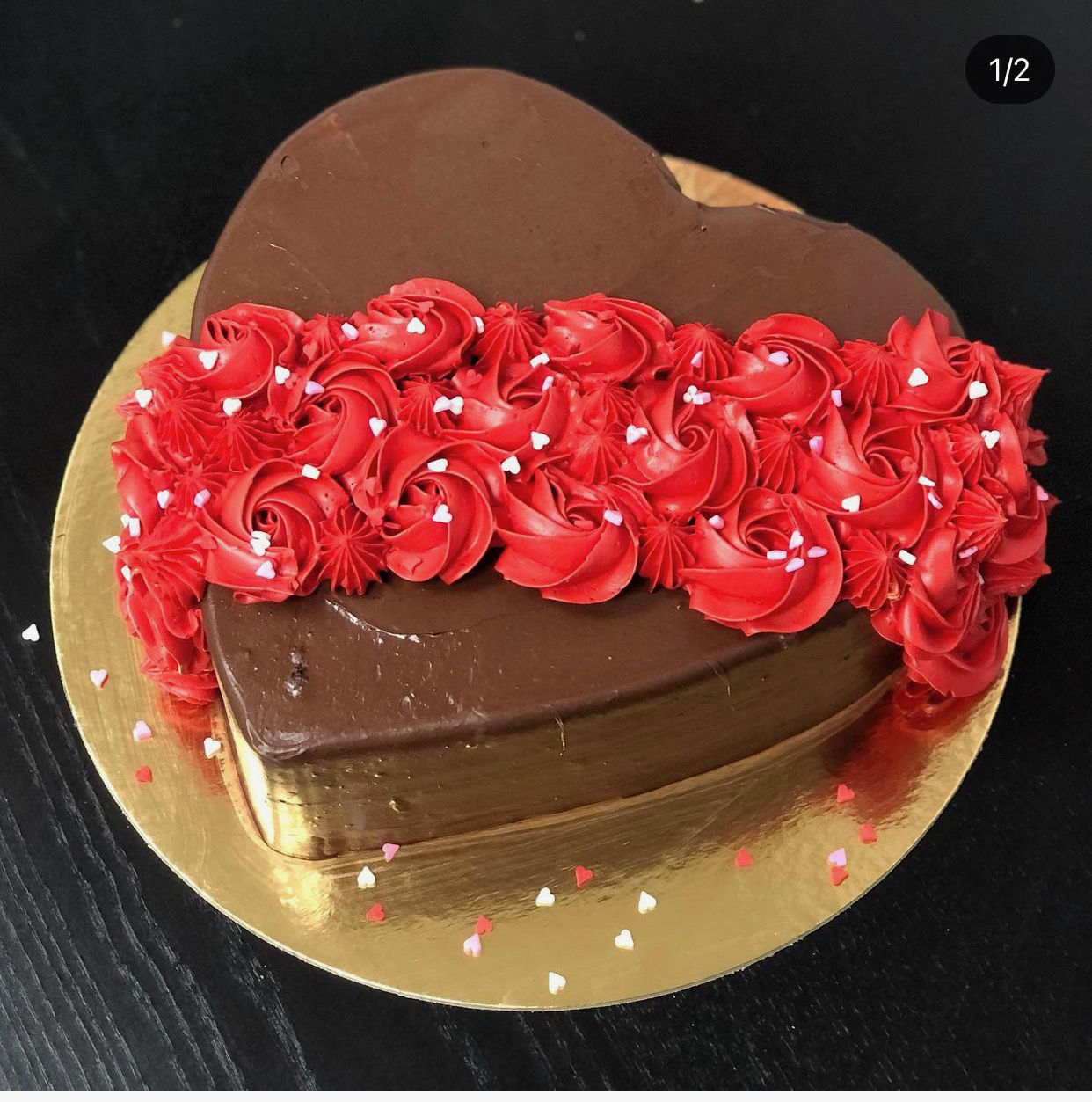 Chocolate cake shaped as a heart